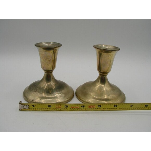 International Silver Co Candlestick Holders Lot 2 Shorties 4" Home Decor Vintage - Picture 10 of 12